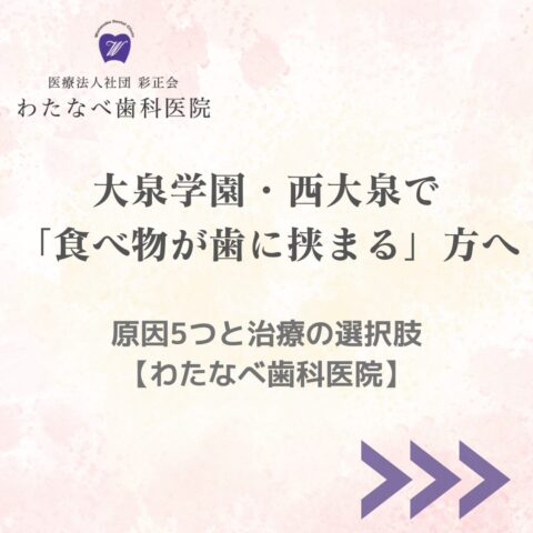 大泉学園・西大泉で「食べ物が歯に挟まる」方へ　　 原因5つと治療の選択肢（わたなべ歯科医院）